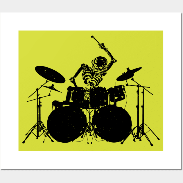 Skeleton Playing Drums Wall Art by blueversion